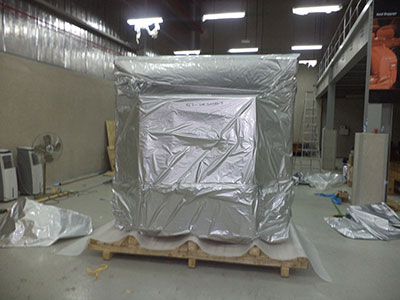 Vacuum industrial packaging done on an object by unicorn movers