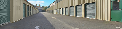 Self storage spaces in abu dhabi with road in between